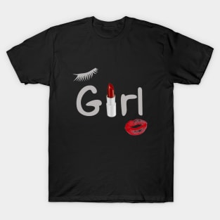 Lipstick girl  design T-shirt T-Shirt